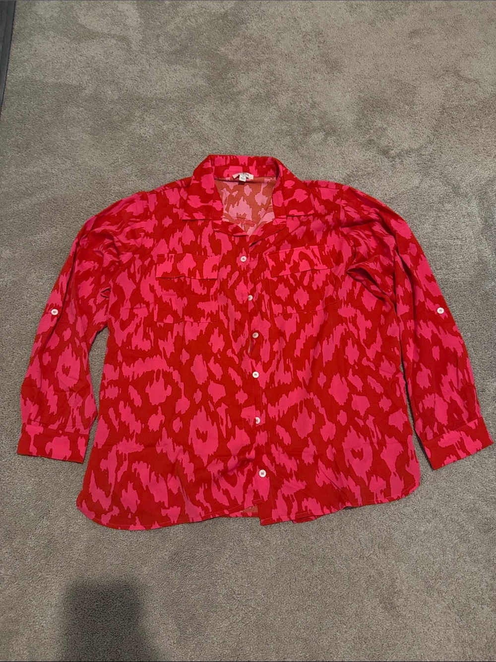 Umgee Red & Pink Abstract Print Button-Up Blouse